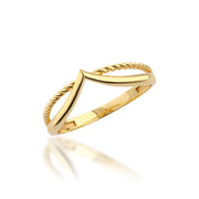 14K Solid Gold V Ring Y297