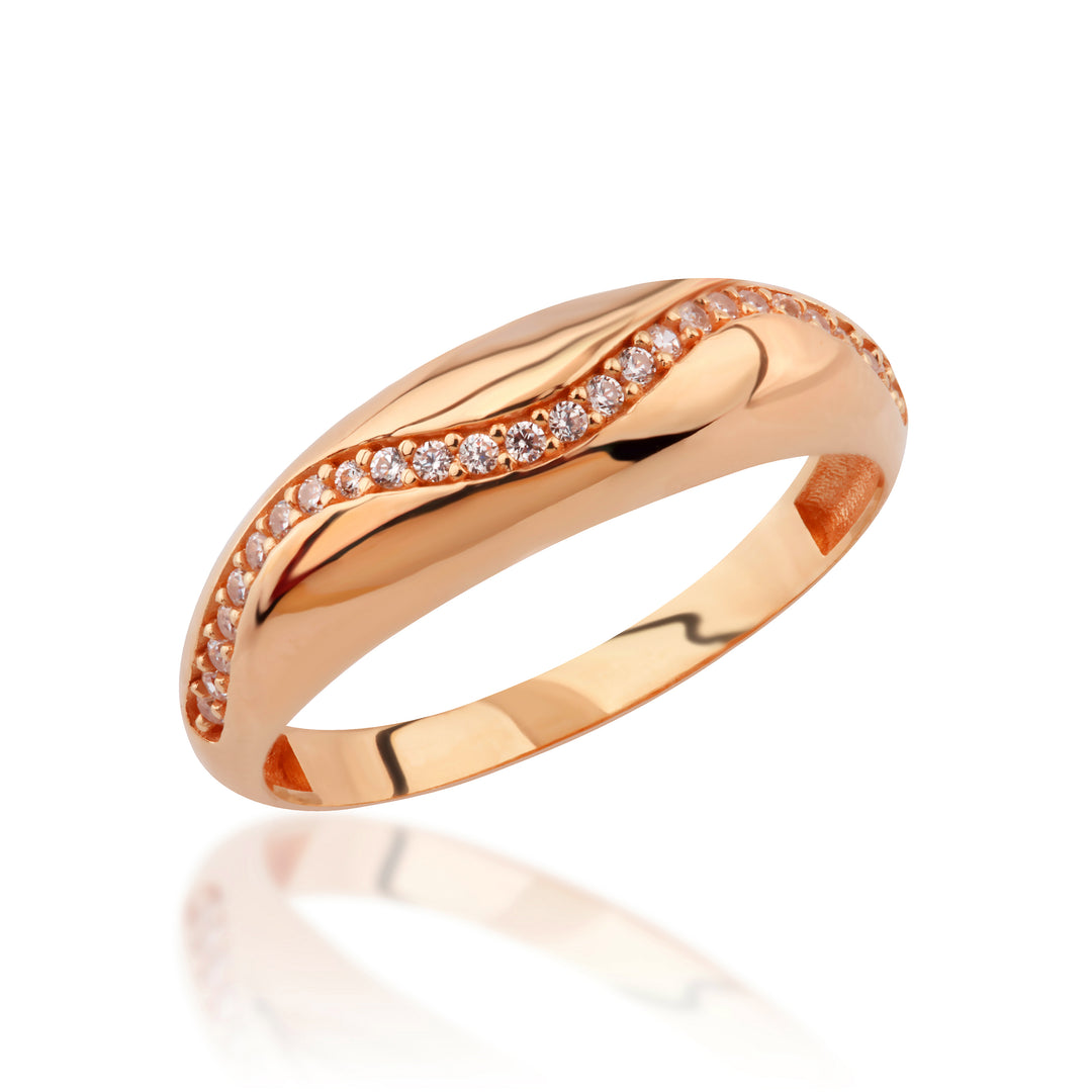 14K Solid Gold Dome Ring Y310