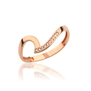 14K Solid Gold Wave Ring Y291