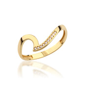 14K Solid Gold Wave Ring Y291