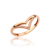 14K Solid Gold V Ring Y302