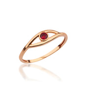 14K Solid Gold Evil Eye Ring Y308