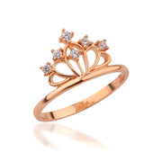 14K Solid Gold Crown Ring Y344