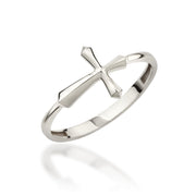 14K Solid Gold Cross Ring Y332