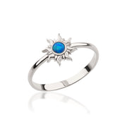 14K Solid Gold Opal Sun Ring Y292