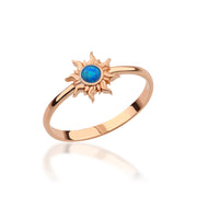 14K Solid Gold Opal Sun Ring Y292