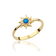 14K Solid Gold Opal Sun Ring Y292