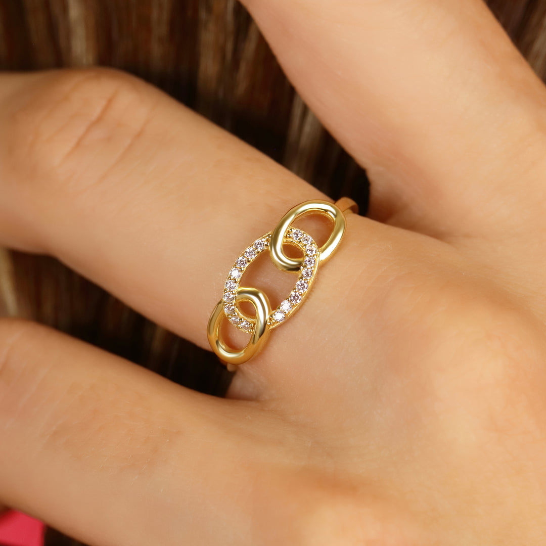 14K Solid Gold Chain Ring Y309