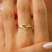 14K Solid Gold Triangle Ring Y364