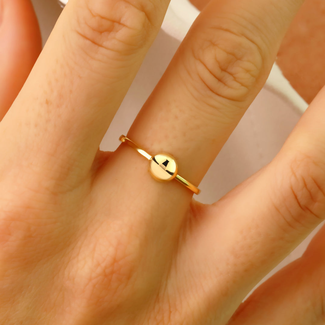 14K Solid Gold Ball Ring Y325