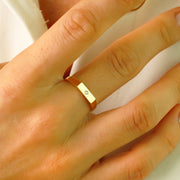 14K Solid Gold Rectangular Signet Ring Y334