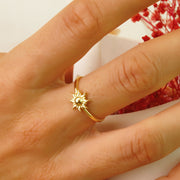 14K Solid Gold Sun Ring Y326