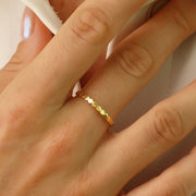 14K Solid Gold Bead Flat Circle Ring Y346