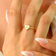 14K Solid Gold Heart Ring Y313