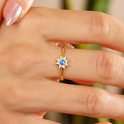 14K Solid Gold Opal Sun Ring Y292