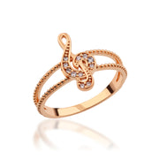 14K Solid Gold Treble Clef Ring Y296