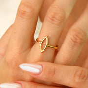 14K Solid Gold Marquise Shaped Ring Y358