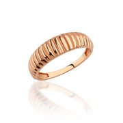14k Solid Gold Croissant Dome Ring Y278