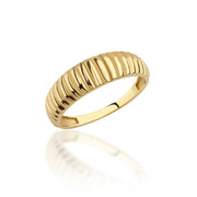 14k Solid Gold Croissant Dome Ring Y278