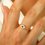 14K Solid Gold Evil Eye Ring Y337