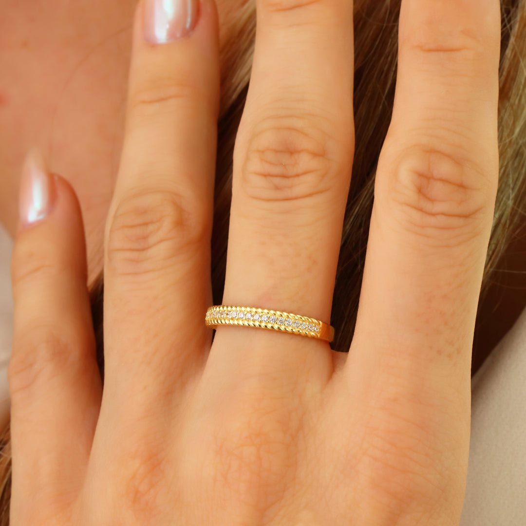 14K Solid Gold Braid Ring Y373