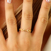 14K Solid Gold Wave Ring Y319