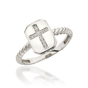 14K Solid Gold Cross Ring Y327