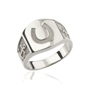 14K Solid Gold Horseshoe Men Ring EY30