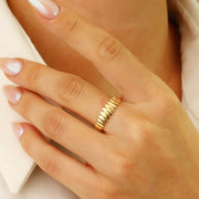 14K Solid Gold Vintage Patterned Ring Y365