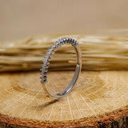 14K Solid Gold Row Stone Ring Y1