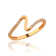 14K Solid Gold Wave Ring Y362