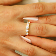 14K Solid Gold U Shaped Five Stone Ring Y378