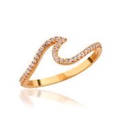 14K Solid Gold Wave Ring Y363