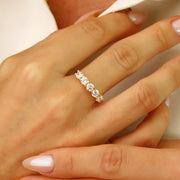 14K Solid Gold U Shaped Five Stone Ring Y377