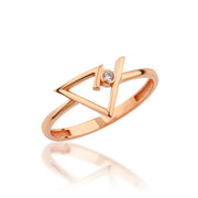 14K Solid Gold Triangle Ring Y364