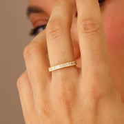 14K Solid Gold Baguette Ring Y338