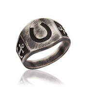 14K Solid Gold Horseshoe Men Ring EY30