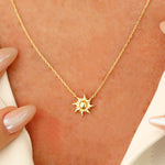 Load image into Gallery viewer, 14K Solid Gold Sun Necklace K138
