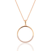 14K Solid Gold Circle Necklace K129