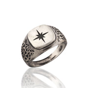 14K Solid Gold North Star Men Ring EY17