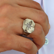 14K Solid Gold North Star Men Ring EY24