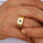 Load image into Gallery viewer, 14K Solid Gold Signet Men Ring EY31
