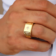 14K Solid Gold North Star Men Ring EY26
