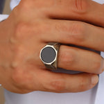 Load image into Gallery viewer, 14K Solid Gold Men Onyx Stone Ring EY29
