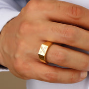 14K Solid Gold Signet Men Ring EY32