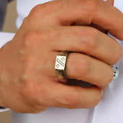 14K Solid Gold Signet Men Ring EY32