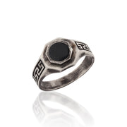14K Solid Gold Greek Men Ring EY18
