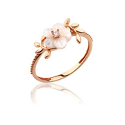 14K Solid Gold Magnolia Ring Y266