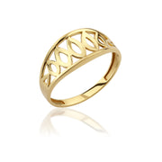 14K Solid Gold Wide Band Ring Y275