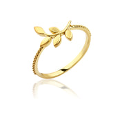 14K Solid Gold Leaf Ring Y255